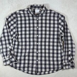 Billy Reid XL Standard Fit Gray and White Gradient Gingham Check Plaid Shirt